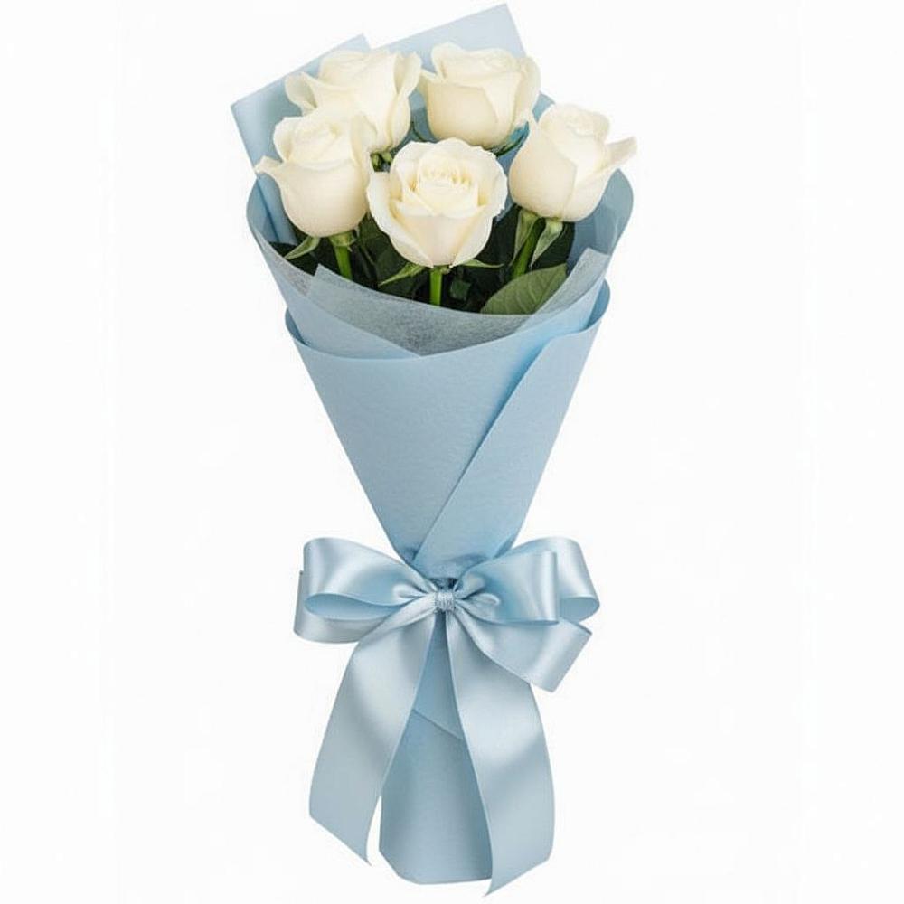 Букет 5 Белых роз Проуд в Эндирее