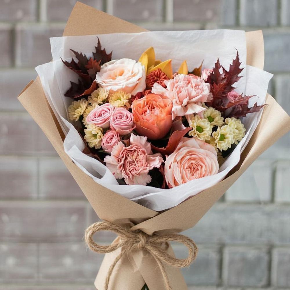 Букет цветов из: Гвоздики, Хризантемы и Розы в Эндирее