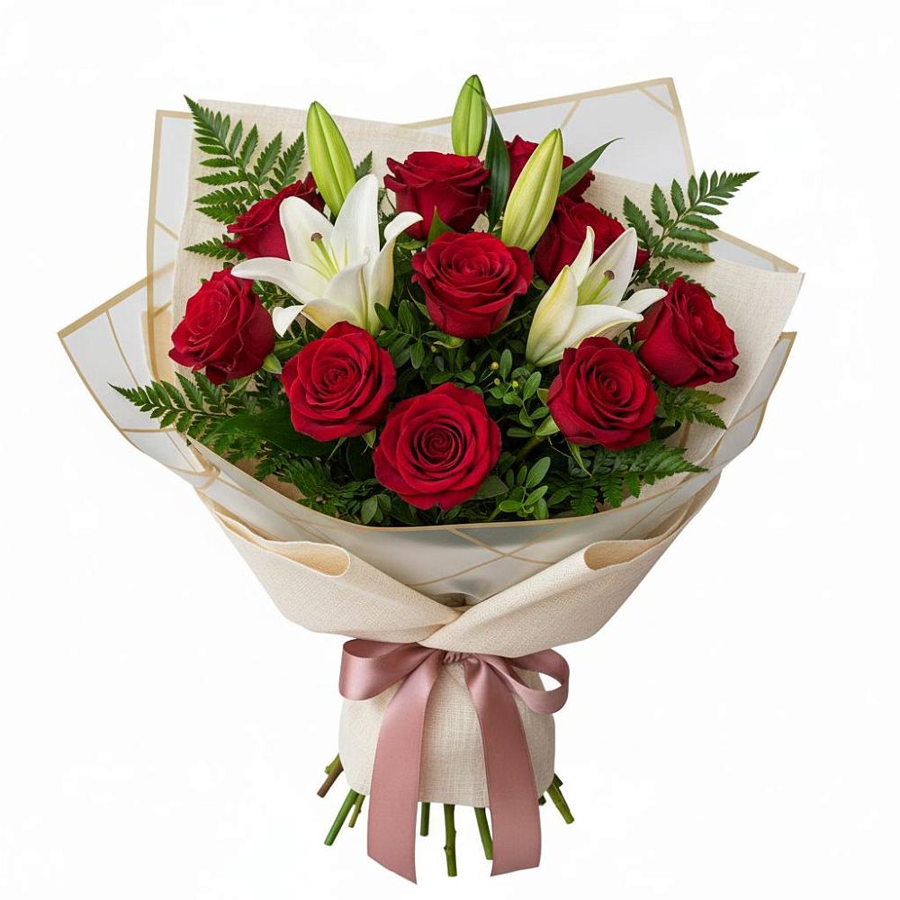 Букет цветов из: Лилии и Розы в Эндирее