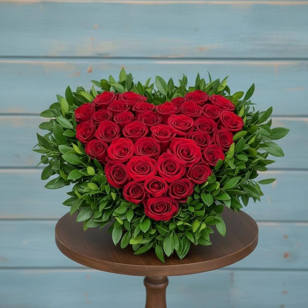 Цветочная композиция из Розы в виде сердца в Эндирее