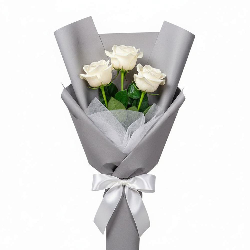 Букет 3 белые розы в Эндирее