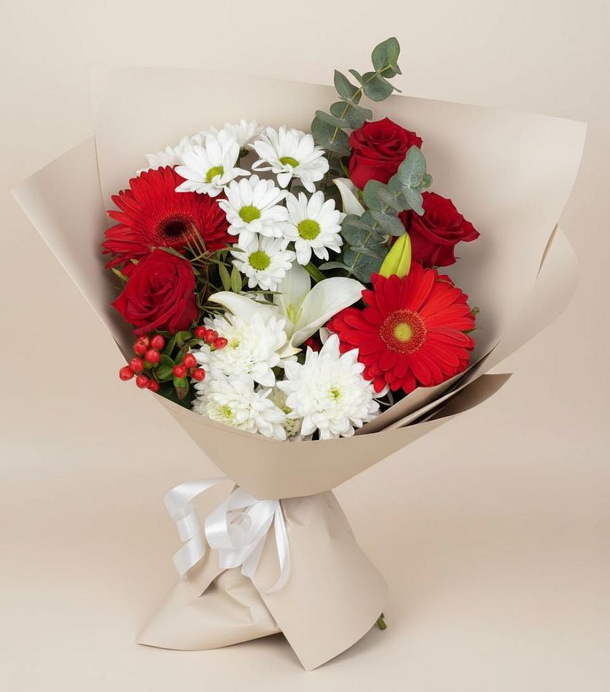 Букет цветов из: Розы, Хризантемы, Герберы и Лилии в Эндирее