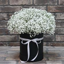 Цветочная композиция из Гипсофила в шляпной коробке в Эндирее
